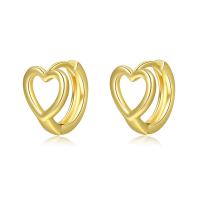 Brass Huggie Hoop Earring, Heart, gold color plated, for woman, golden, nickel, lead & cadmium free, 11.40mm, Sold By Pair