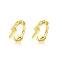 Brass Huggie Hoop Earring, Lightning Symbol, gold color plated, for woman, golden, nickel, lead & cadmium free, 12.20mm, Sold By Pair