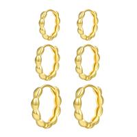 Brass Huggie Hoop Earring, gold color plated, three pieces & for woman, golden, nickel, lead & cadmium free, 3Pairs/Set, Sold By Set