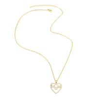 Cubic Zircon Micro Pave Brass Necklace, with 2 extender chain, Heart, 18K gold plated, different styles for choice & micro pave cubic zirconia & for woman, golden, nickel, lead & cadmium free, 26x23mm, Length:17.7 Inch, Sold By PC