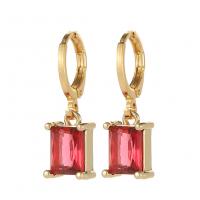 Brass Drop Earring Rectangle gold color plated fashion jewelry & for woman nickel lead & cadmium free Sold By Pair