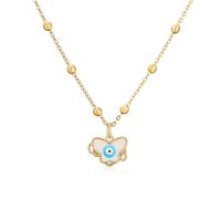 Evil Eye Jewelry Necklace Brass Butterfly real gold plated for woman & enamel Length Approx 19.68 Inch Sold By PC