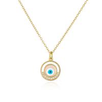 Evil Eye Jewelry Necklace, Brass, real gold plated, micro pave cubic zirconia & for woman & enamel, more colors for choice, 21x15mm, Length:Approx 19.68 Inch, Sold By PC