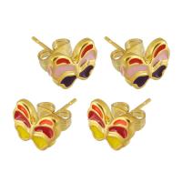 Stainless Steel Stud Earrings 304 Stainless Steel Butterfly Galvanic plating for woman & enamel Sold By Lot