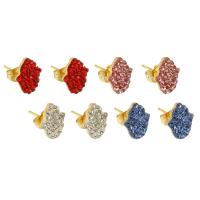 Rhinestone Earring 304 Stainless Steel Galvanic plating for woman & with rhinestone Sold By Lot
