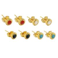 Stainless Steel Stud Earrings 304 Stainless Steel Galvanic plating for woman & enamel Sold By Lot