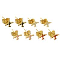 Stainless Steel Stud Earrings 304 Stainless Steel Airplane Galvanic plating for woman & enamel Sold By Lot
