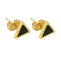 Stainless Steel Stud Earrings, 304 Stainless Steel, Triangle, Galvanic plating, for woman & enamel, more colors for choice, 13x9x8mm, 12Pairs/Lot, Sold By Lot