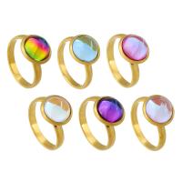 Stainless Steel Finger Ring, 304 Stainless Steel, with Glass, Vacuum Ion Plating, for woman, more colors for choice, 12x12mm, 3PCs/Lot, Sold By Lot