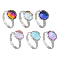 Палец кольцо из нержавеющей стали, Нержавеющая сталь 304, с Стеклянный, Женский, Много цветов для выбора, 12x12mm, 3ПК/Лот, продается Лот