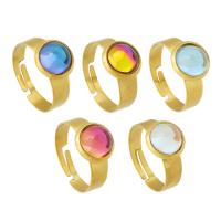 Stainless Steel Finger Ring, 304 Stainless Steel, with Glass, Vacuum Ion Plating, Adjustable & for woman, more colors for choice, 10x10mm, 3PCs/Lot, Sold By Lot