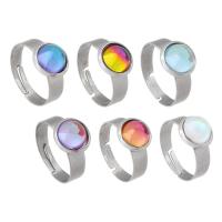Stainless Steel Finger Ring, 304 Stainless Steel, with Glass, Vacuum Ion Plating, Adjustable & for woman, more colors for choice, 10x10mm, 3PCs/Lot, Sold By Lot