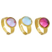 Edelstahl Ringe, 304 Edelstahl, mit Glas, Einstellbar & für Frau, keine, 12x12mm, 3PCs/Menge, verkauft von Menge