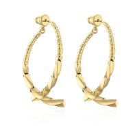 Brass Stud Earring real gold plated fashion jewelry & for woman gold 45mm Sold By Pair