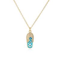 Evil Eye Jewelry Necklace Brass Slipper real gold plated micro pave cubic zirconia & for woman & enamel Length Approx 19.68 Inch Sold By PC