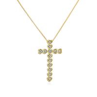 Cubic Zircon Micro Pave Brass Necklace, Cross, real gold plated, micro pave cubic zirconia & for woman, more colors for choice, 41x23mm, Length:Approx 19.68 Inch, Sold By PC