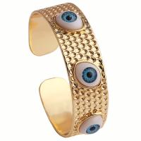 Bracelet Evil Eye bijoux, laiton, avec plastique, Plaqué or 18K, Réglable & pour femme, plus de couleurs à choisir, 58x16mm, Vendu par PC