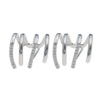 Messing oorbellen met micro-paved kubieke zirconia's, silver plated, mode sieraden & micro pave zirconia & voor vrouw, nikkel, lood en cadmium vrij, 14x14mm, Verkocht door pair