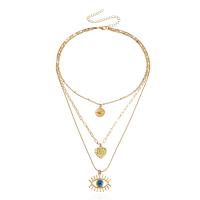 Mode-Multi-Layer-Halskette, Zinklegierung, goldfarben plattiert, drei Schichten & Modeschmuck & für Frau & Emaille, goldfarben, 25mm, Länge:50 cm, verkauft von PC