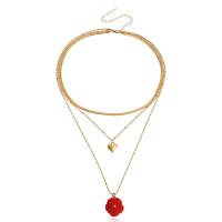 Mode-Multi-Layer-Halskette, Zinklegierung, mit Acryl, goldfarben plattiert, drei Schichten & Modeschmuck & für Frau, zwei verschiedenfarbige, 20mm, Länge 52 cm, verkauft von PC