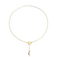 Zinc Alloy Jewelry Necklace gold color plated fashion jewelry & for woman & with rhinestone golden 15mm Length 52 cm Sold By PC