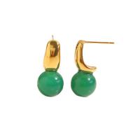 Edelstahl Ohrringe, 304 Edelstahl, mit ABS-Kunststoff-Perlen & Jaspis Stein, Modeschmuck & für Frau, keine, 22x10mm, verkauft von Paar