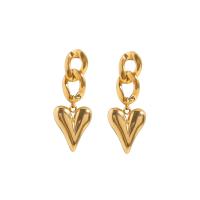 Stainless Steel Drop Earring 304 Stainless Steel Vacuum Ion Plating fashion jewelry & for woman golden Sold By Pair