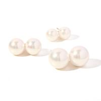 Stainless Steel Stud Earrings, 304 Stainless Steel, with ABS Plastic Pearl, Vacuum Ion Plating, fashion jewelry & different size for choice & for woman, white, Sold By Pair