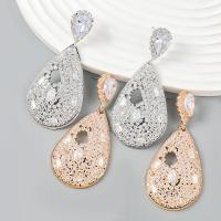 Rhinestone Earring Zinc Alloy gold color plated fashion jewelry & micro pave cubic zirconia & for woman & with rhinestone Sold By Pair