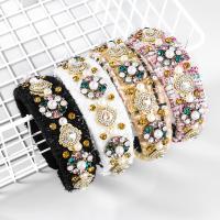 Hair Bands Cloth with ABS Plastic Pearl & Zinc Alloy fashion jewelry & for woman & with rhinestone 42mm Sold By PC