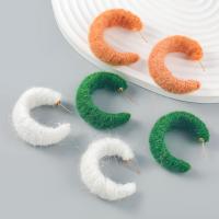 Fluffy Pom Pom Earrings Cotton Thread with Zinc Alloy fashion jewelry & for woman Sold By Pair