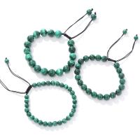 Gemstone Bracelets Malachite with Knot Cord Round handmade fashion jewelry & for woman Length 18 cm Sold By PC