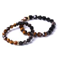 Gemstone Bracelets, Silver Obsidian, with Tiger Eye, handmade, fashion jewelry & Unisex & different size for choice & faceted, Length:18 cm, Sold By PC