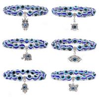 Evil Eye Jewelry Bracelet, Tibetan Style, with Resin, plated, fashion jewelry & Unisex & different styles for choice, sapphire, 8mm, Length:18 cm, Sold By PC