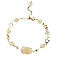 Quartz Bracelets Rutilated Quartz with Brass gold color plated fashion jewelry & for woman gold 30018mmu30017mm Length 18 cm Sold By PC