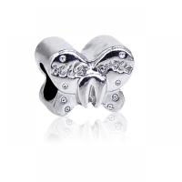 Zinc Alloy European Beads Butterfly silver color plated DIY nickel lead & cadmium free Approx Sold By Bag