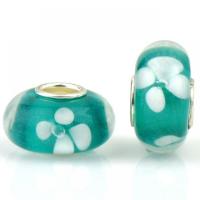 Lampwork European Beads with Iron Lantern silver color plated DIY green Approx Sold By Bag