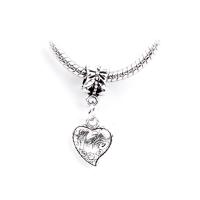 European Style Zinc Alloy Dangle Beads Heart silver color plated Unisex nickel lead & cadmium free Approx Sold By Bag