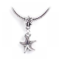 European Style Zinc Alloy Dangle Beads Starfish silver color plated Unisex nickel lead & cadmium free Approx Sold By Bag
