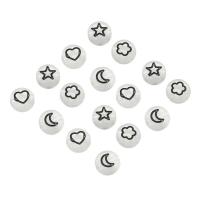 Akryl smycken pärlor, Flat Round, DIY & olika mönster för val & emalj, fler färger för val, 7x7x3.50mm, Hål:Ca 1mm, Säljs av Bag
