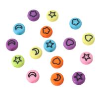 Acrylic Jewelry Beads, Flat Round, DIY & different designs for choice & enamel, more colors for choice, 7x7x3.50mm, Hole:Approx 1mm, Sold By Bag