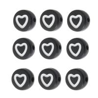 Acryl Schmuck Perlen, flache Runde, DIY & Emaille, schwarz, 7x7x4mm, Bohrung:ca. 1mm, verkauft von Tasche