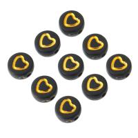 Acrylic Jewelry Beads, Flat Round, DIY & enamel, black, 7x7x4mm, Hole:Approx 1mm, Sold By Bag