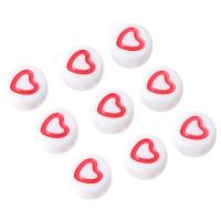 Acrylic Jewelry Beads, Flat Round, DIY & enamel, white, 7x7x3.50mm, Hole:Approx 1mm, Sold By Bag
