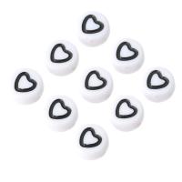 Acryl Schmuck Perlen, flache Runde, DIY & Emaille, weiß, 7x7x4mm, Bohrung:ca. 1mm, verkauft von Tasche