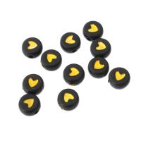 Acrylic Jewelry Beads, Flat Round, DIY & enamel, black, 7x7x3.50mm, Hole:Approx 1mm, Sold By Bag