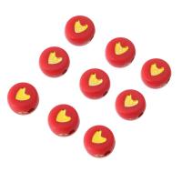 Acrylic Jewelry Beads, Flat Round, DIY & enamel, red, 7x7x4mm, Hole:Approx 1mm, Sold By Bag