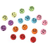 Acryl Schmuck Perlen, flache Runde, DIY & verschiedene Muster für Wahl & Emaille, keine, 7x7x3.50mm, Bohrung:ca. 1mm, verkauft von Tasche