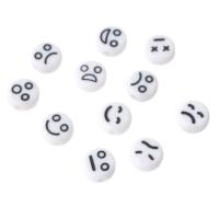 Acryl Schmuck Perlen, flache Runde, DIY & verschiedene Muster für Wahl & Emaille, keine, 7x7x4mm, Bohrung:ca. 1mm, verkauft von Tasche