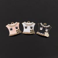 Tibetan Style Enamel Pendants, with Plastic Pearl, Skirt, gold color plated, DIY & with rhinestone, more colors for choice, nickel, lead & cadmium free, 26x26mm, Sold By PC